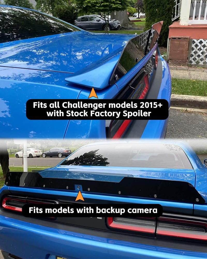Sunluway Rear Wickerbill Spoiler for Dodge Challenger 2015-2024 SRT RT Hellcat Scat Pack with Backup Camera, 2 Pieces Add-on Type Wicker Bill Spoiler with RivNut Tool - Image 3